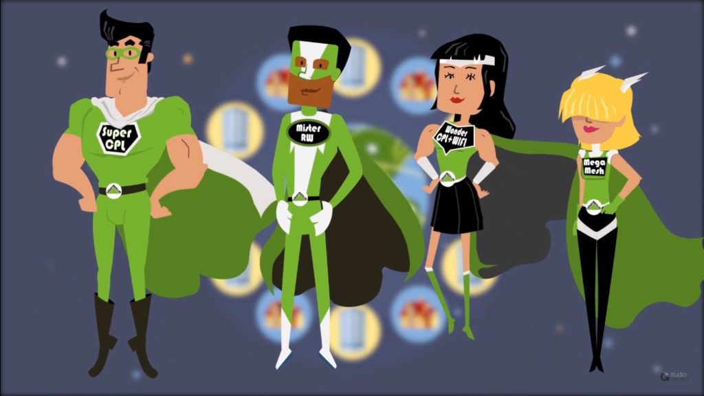 Ilustração de 4 super-heróis