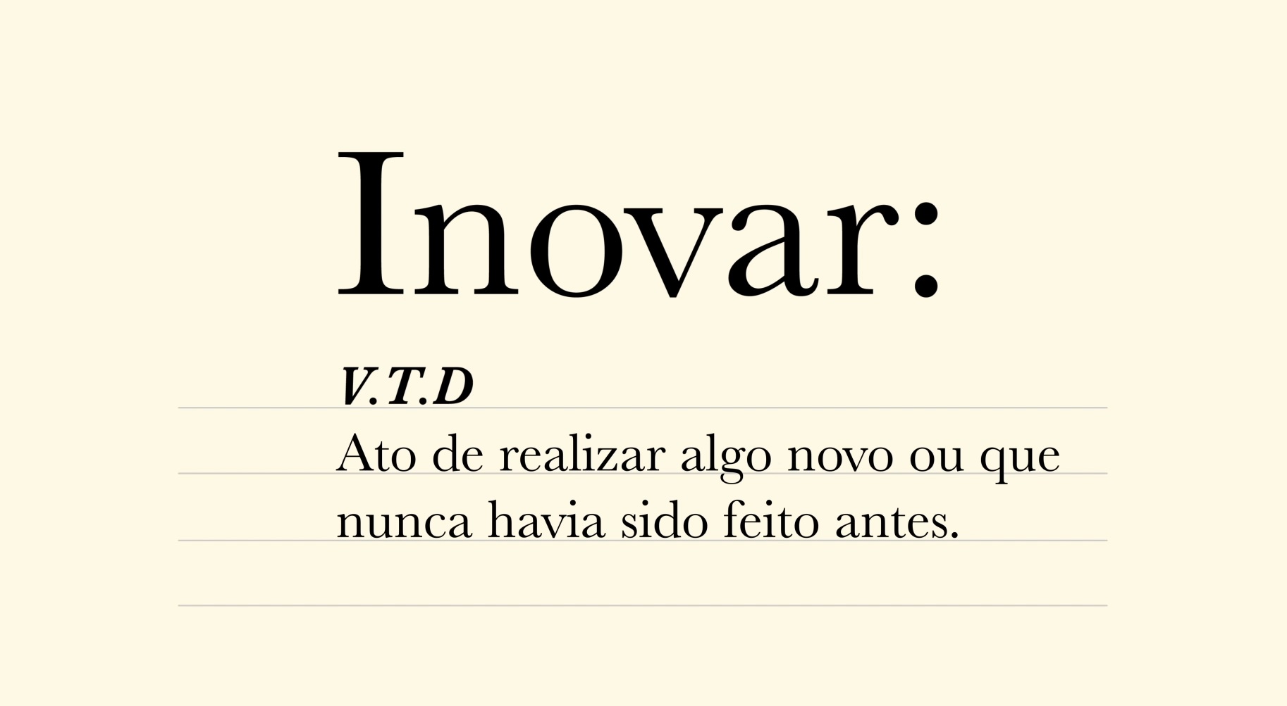 Ilustração com a definição da palavra "inovar" escrita